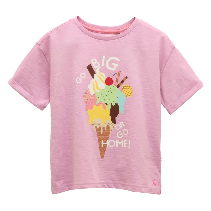 Joules Kids Fun Days Ice-Cream Print T-Shirt - Pink