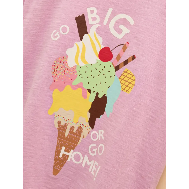 Joules Kids Fun Days Ice-Cream Print T-Shirt - Pink-1
