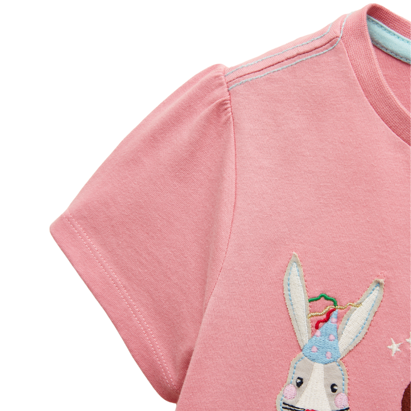 Joules Kids Astra Pawty Faces Print Cotton T-Shirt - Pink-2