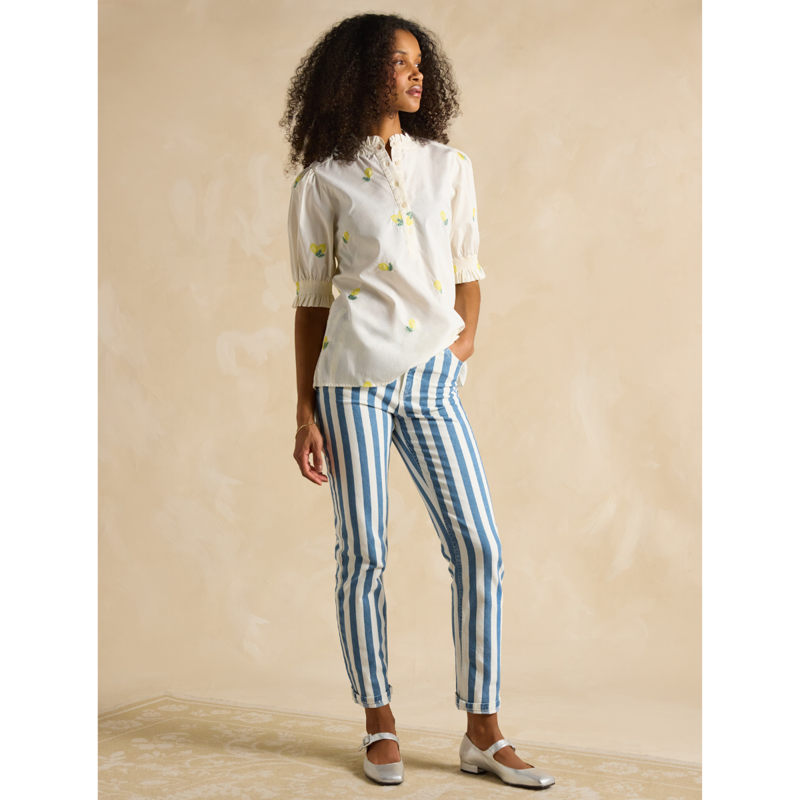 Joules Slim Straight Fit Jeans - Blue Stripe - Ladies UK 14-5