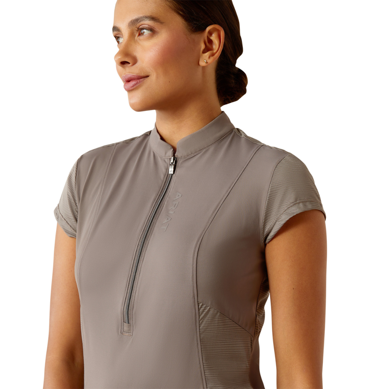 Ariat Women's Breathe 1/2 Zip Cap Sleeve Baselayer - Plum Grey-2