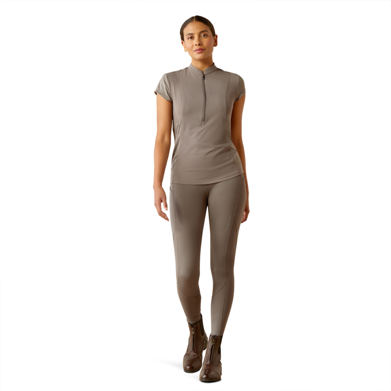 Ariat Women's Breathe 1/2 Zip Cap Sleeve Baselayer - Plum Grey-3