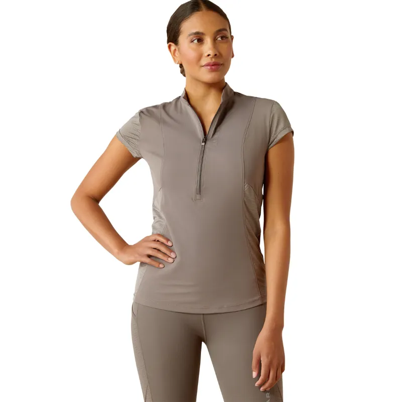 Ariat Women's Breathe 1/2 Zip Cap Sleeve Baselayer - Plum Grey