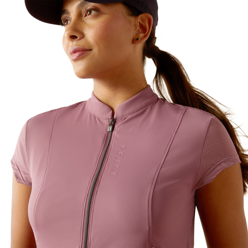 Ariat Women's Breathe 1/2 Zip Cap Sleeve Baselayer - Tulipwood-2
