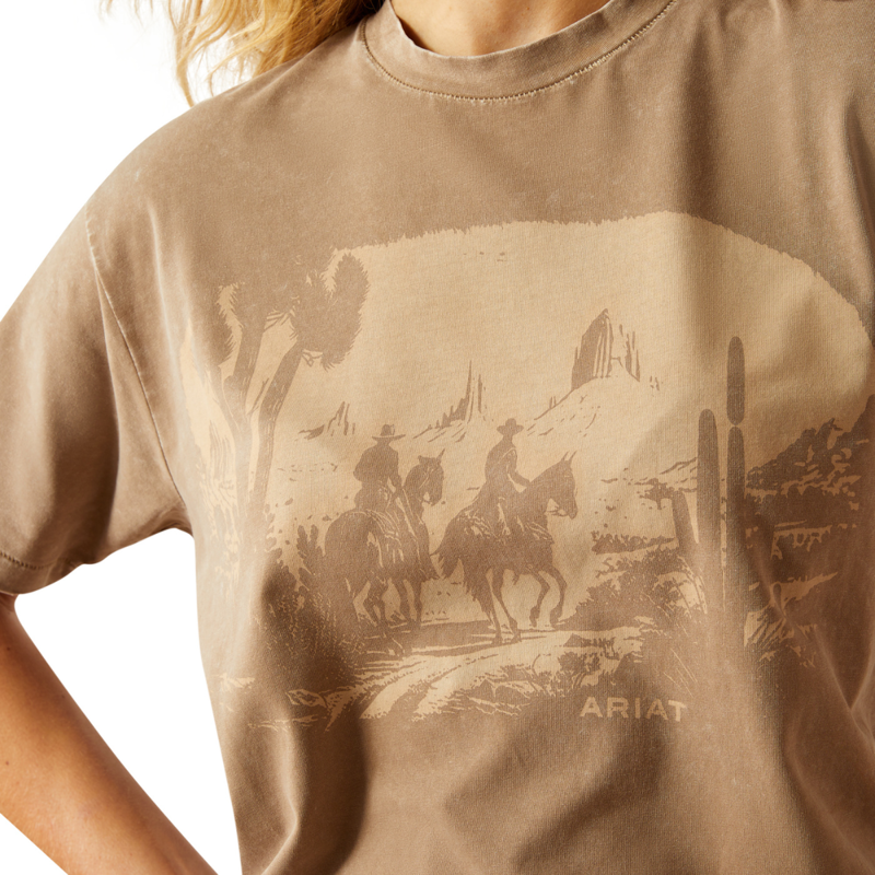 Ariat Women's Western Mural T-Shirt - Washed Greige-2