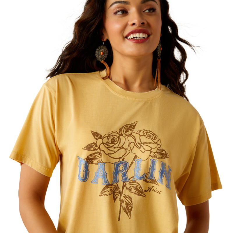 Ariat Women's Darlin Rose T-Shirt - Rattan-2