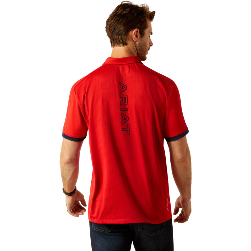 Ariat Men's Bandera 1/4 Zip Polo - Weg Red-1