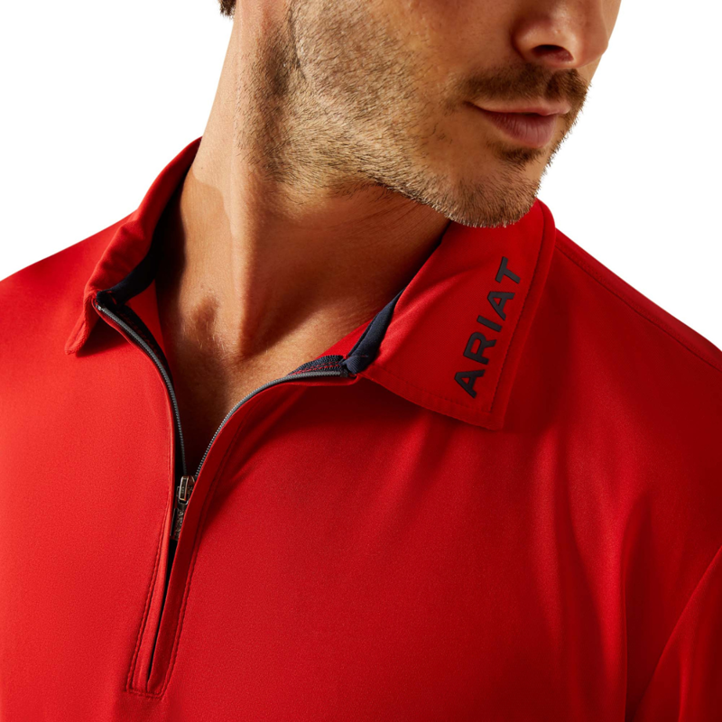 Ariat Men's Bandera 1/4 Zip Polo - Weg Red-2