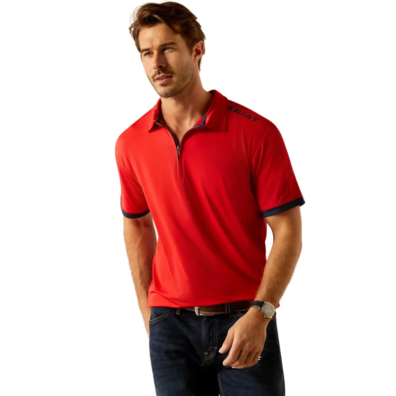 Ariat Men's Bandera 1/4 Zip Polo - Weg Red