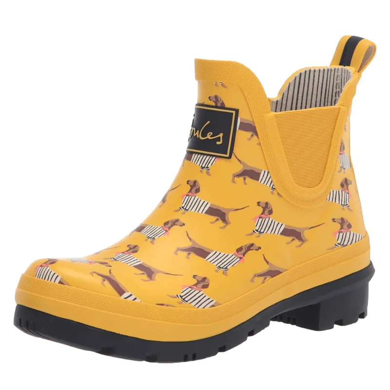 Joules Ladies Wellibob Short Welly - Yellow Sausage Dog
