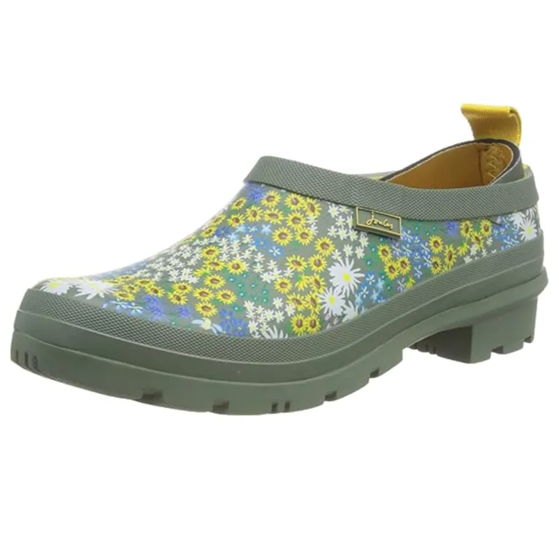 Joules Pop On Printed Welly Clog - Khaki Ditsy