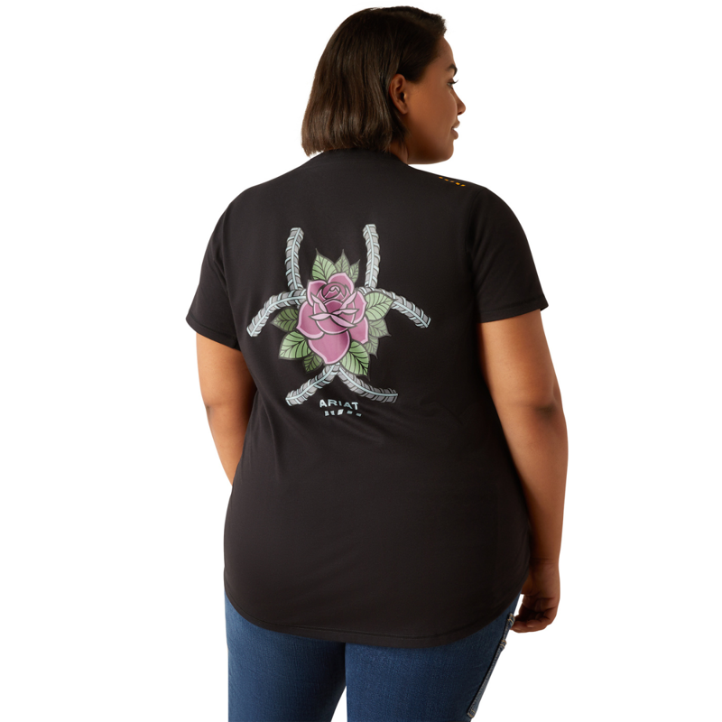 Ariat Women's Workman Rose T-Shirt - Black-2