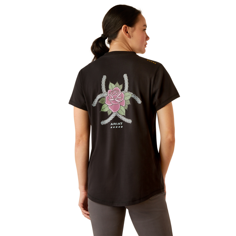 Ariat Women's Workman Rose T-Shirt - Black-3