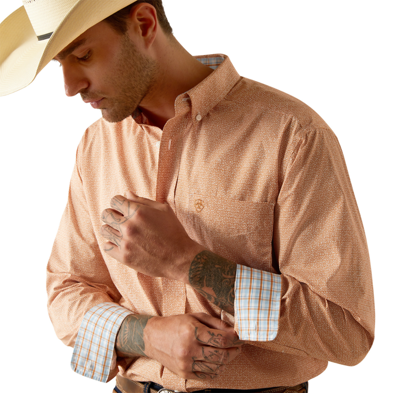 Ariat Men's Wrinkle Free Brysen Classic Fit Shirt - Orange-2