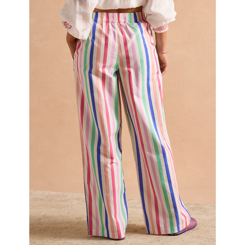 Joules Ladies Hallie Pull-On Cotton Trousers - Multi Stripe-4