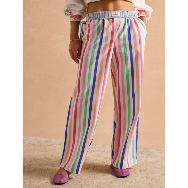 Joules Ladies Hallie Pull-On Cotton Trousers - Multi Stripe-3