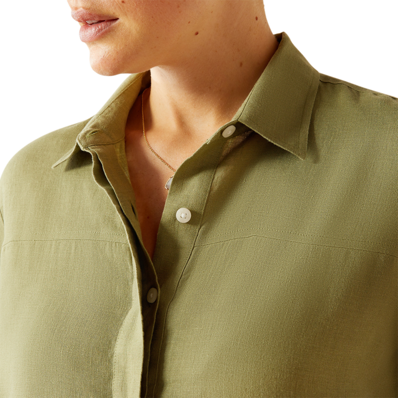 Ariat Women's Pocklington Blouse - Oil Green-2