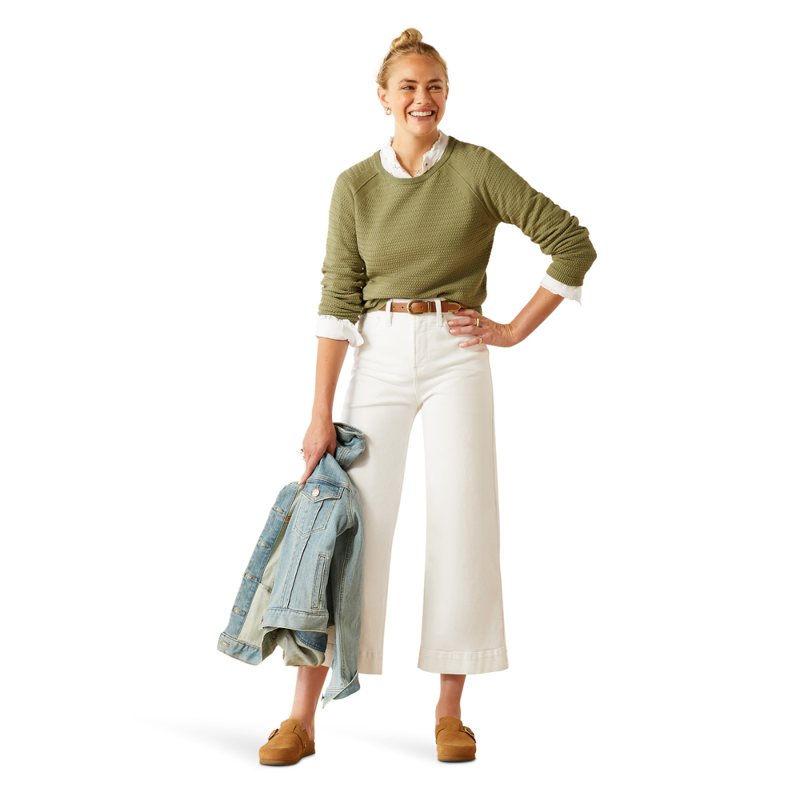 Ariat Women's Cambeck Sweater - Oil Green-3