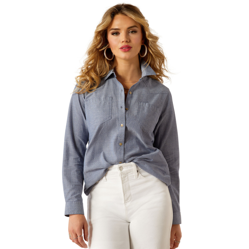 Ariat Women's  Billie Jean Western Shirt - Chambray Dobby-1