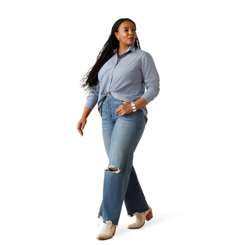 Ariat Women's  Billie Jean Western Shirt - Chambray Dobby-5