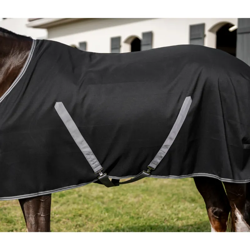 Horseware Rambo Stable Sheet - Black/Thunderstorm Grey Silver-3