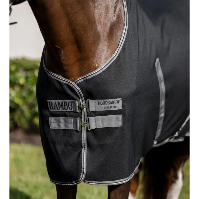 Horseware Rambo Stable Sheet - Black/Thunderstorm Grey Silver-1