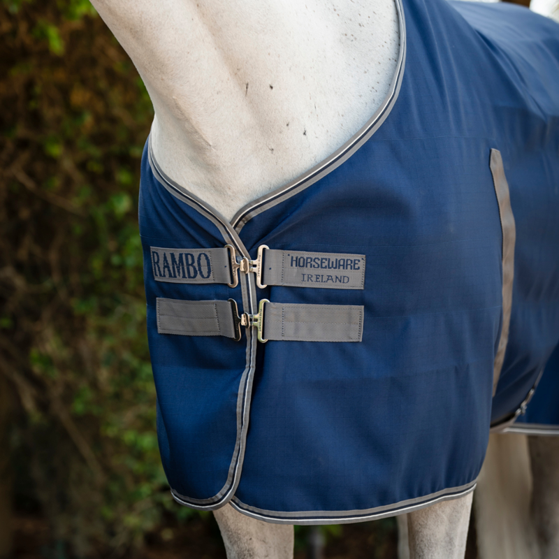 Horseware Rambo Stable Sheet - Navy/Thunderstorm Grey Silver-1