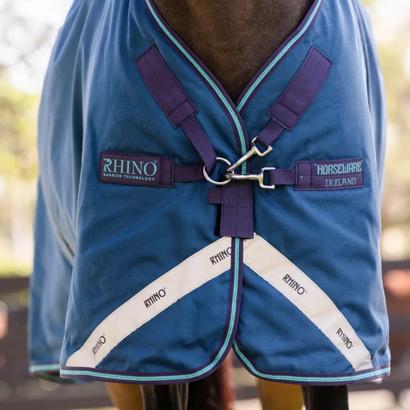 Horseware Rhino 100g Turnout - Navy/Grey Aqua Grey-1
