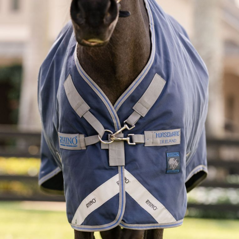Horseware Rhino Pony 100g Turnout Rug - Navy/Titanium Grey Classic Blue-1