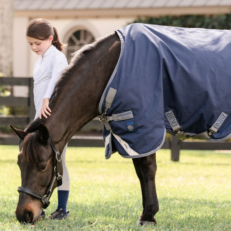 Horseware Rhino Pony 100g Turnout Rug - Navy/Titanium Grey Classic Blue-5