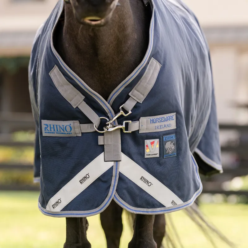 Horseware Rhino Pony 250g Vari-LayerTurnout Rug - Navy/Titanium Grey Classic Blue-1