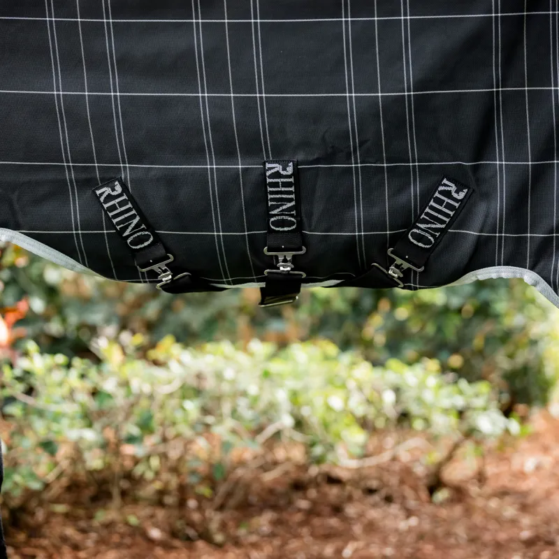 Horseware Rhino Wug Turnout Rug 0g - Black/Grey White Check Grey-2