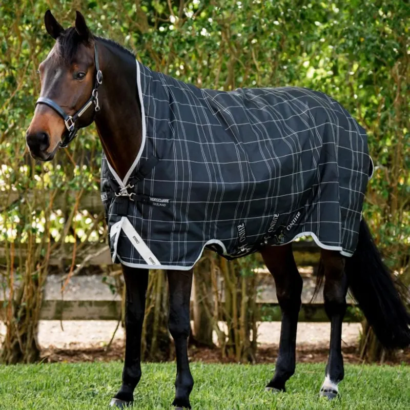 Horseware Rhino Wug Turnout Rug 0g - Black/Grey White Check Grey