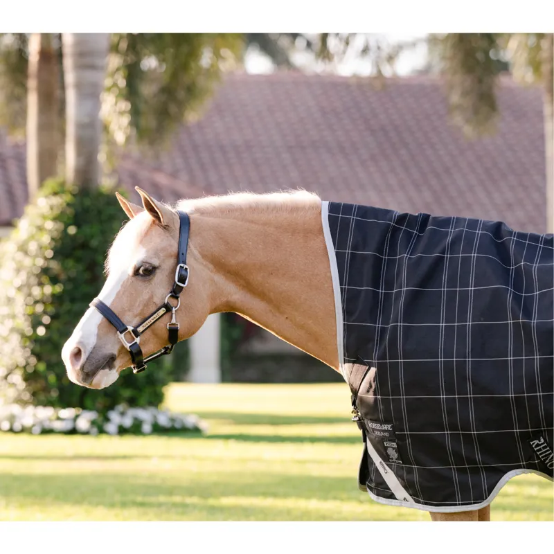 Horseware Rhino Wug Pony Turnout 100g - Black/Grey White Check Grey-6