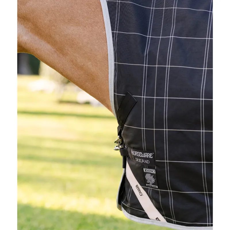 Horseware Rhino Wug Pony Turnout 100g - Black/Grey White Check Grey-2