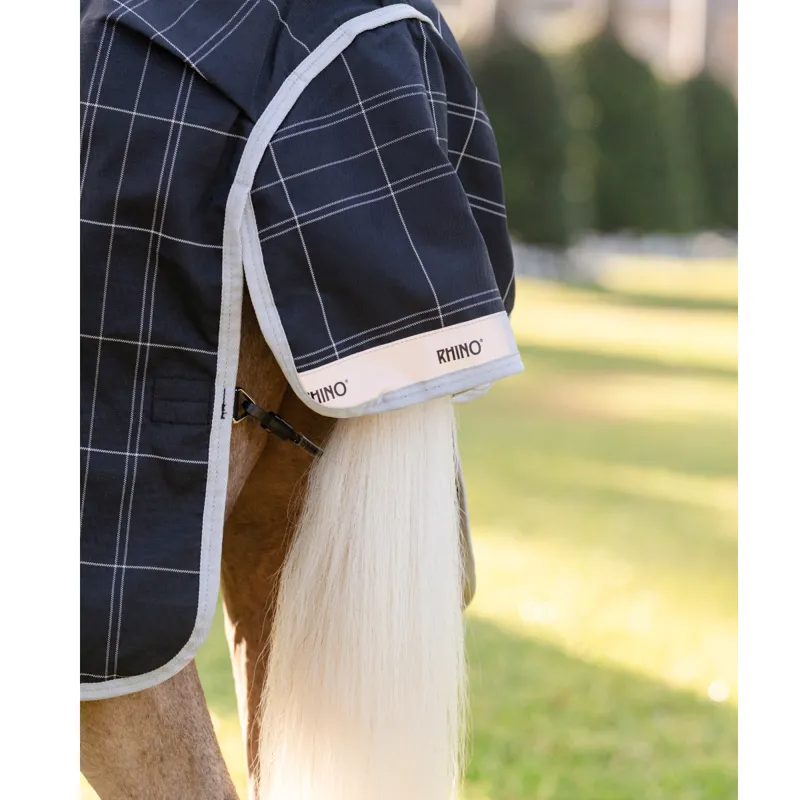 Horseware Rhino Wug Pony Turnout 100g - Black/Grey White Check Grey-4