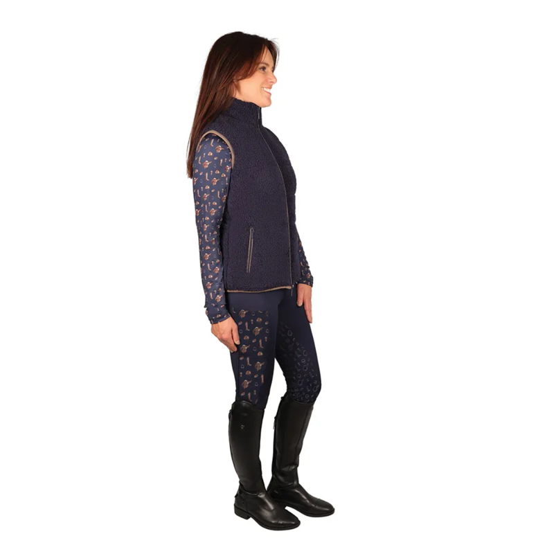 Hy Equestrian Elevate Country Teddy Fleece Gilet - Navy-2