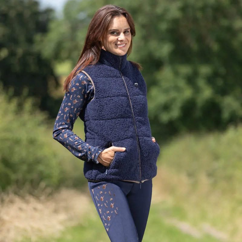 Hy Equestrian Elevate Country Teddy Fleece Gilet - Navy-4