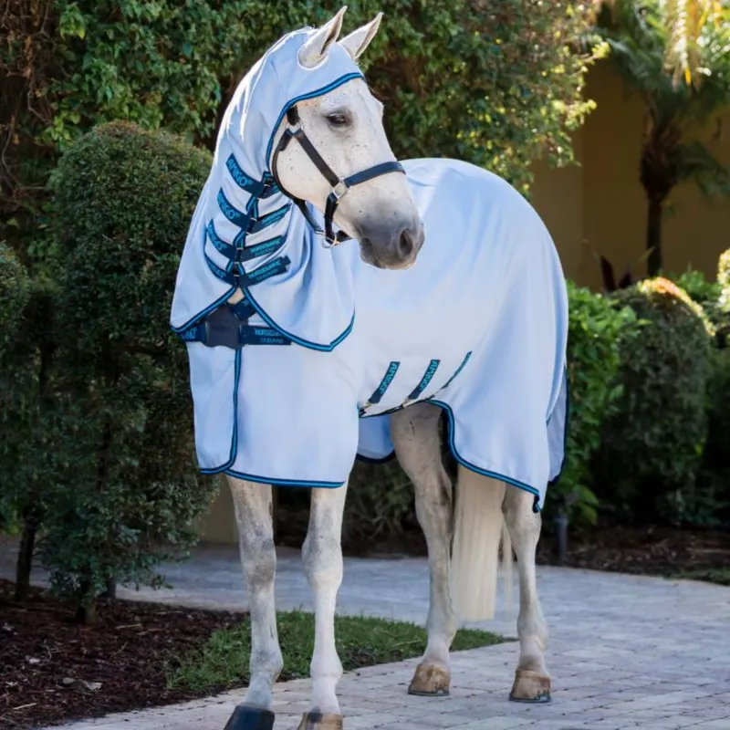 Horseware Amigo Ripstop Hoody - Azure Blue/Navy Electric Blue