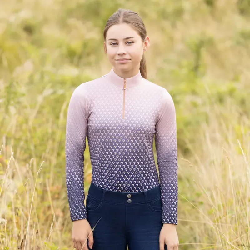 Hy Equestrian Elevate Allure Mizs Ombre Base Layer - Navy/Maple Sugar-3