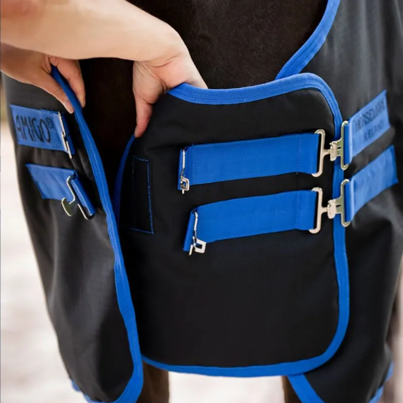 Horseware Amigo Straight Front Chest Extender - Black/Classic Blue-1