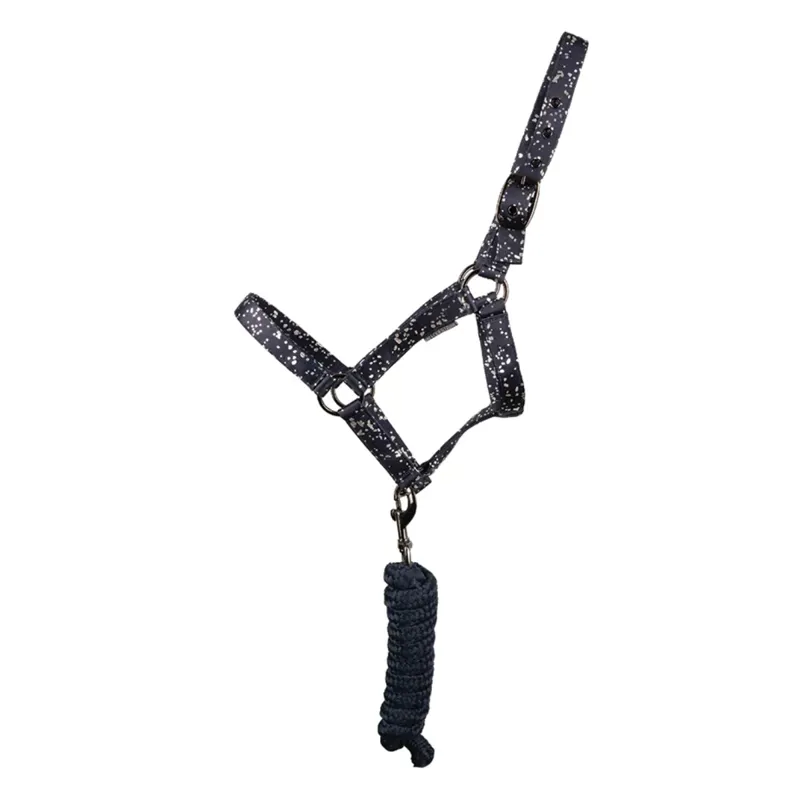 Hy Equestrian Elevate Allure Headcollar and Leadrope - Navy/Gun Metal Grey-1