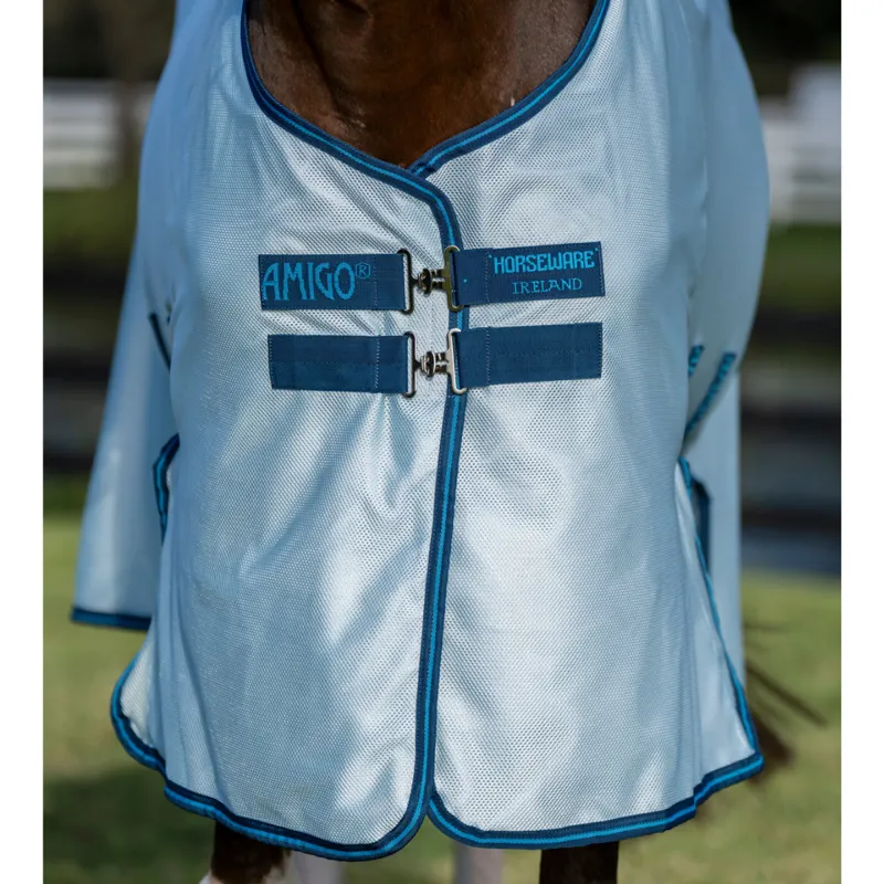 Horseware Amigo Bug Buster Fly Sheet - Azure Blue/Navy Electric Blue-2