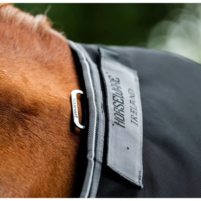 Horseware Rambo 1680D Turnout Rug 100g - Black/Thunderstorm Grey Silver-1