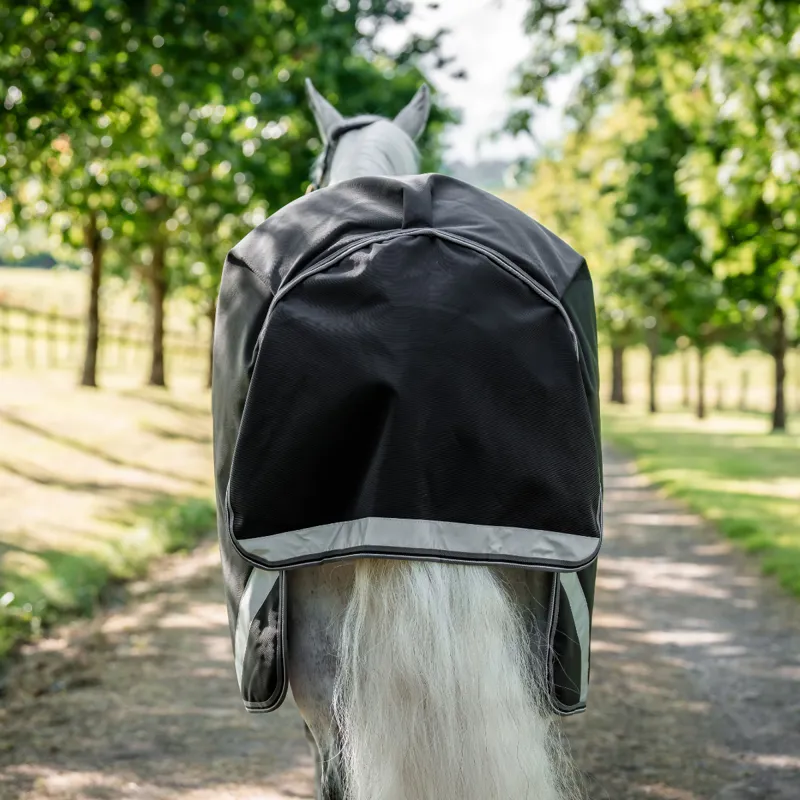 Horseware Rambo 1680D Turnout Rug 100g - Black/Thunderstorm Grey Silver-4