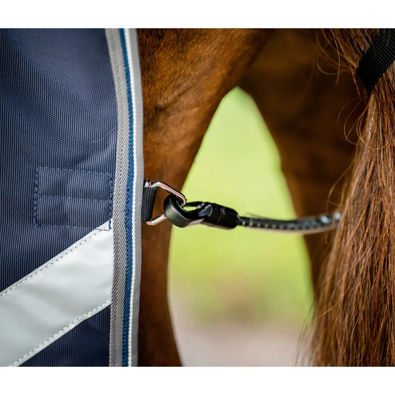 Horseware Rambo 1680D Turnout Rug 100g - Navy/Thunderstorm Grey Silver-3