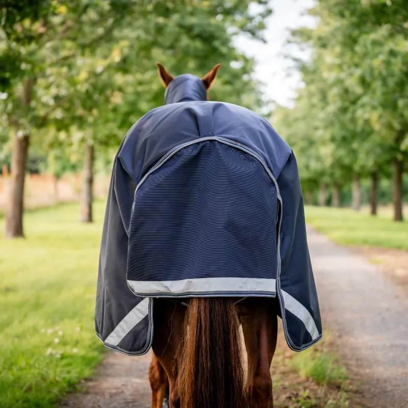 Horseware Rambo 1680D Turnout Rug 100g - Navy/Thunderstorm Grey Silver-2