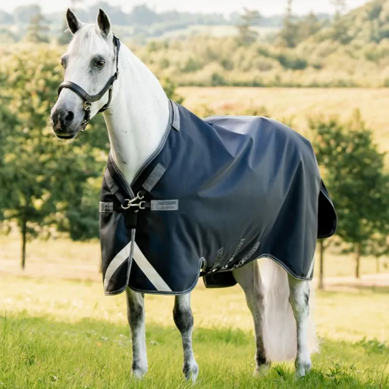 Horseware Rambo 1680D Turnout Rug 100g - Black/Thunderstorm Grey Silver