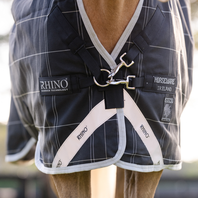 Horseware Rhino Wug Pony Turnout Rug 250g VL - Black/Grey White Check Grey-1