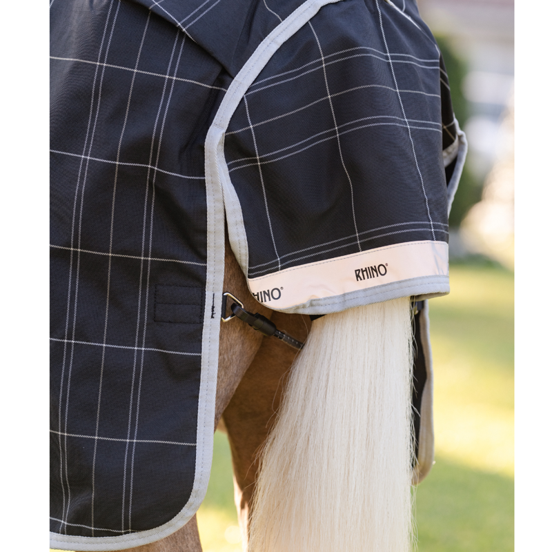 Horseware Rhino Wug Pony Turnout Rug 250g VL - Black/Grey White Check Grey-3